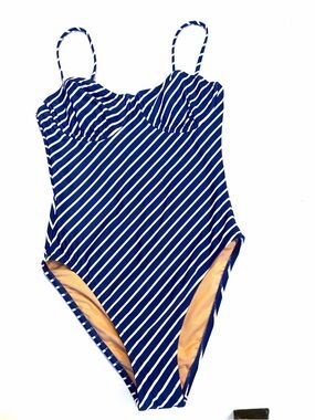 New J. Crew Blue and White Striped One-Piece Swimsuit